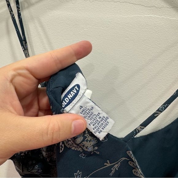 Old Navy Y2K Floral Cami Long Dress Blue Size 4 Double Slits Midi Maxi - Picture 6 of 7